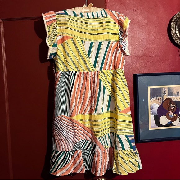 NWT size Med Adorable patchwork style sundress fully lined soft fringe detail - Picture 11 of 11